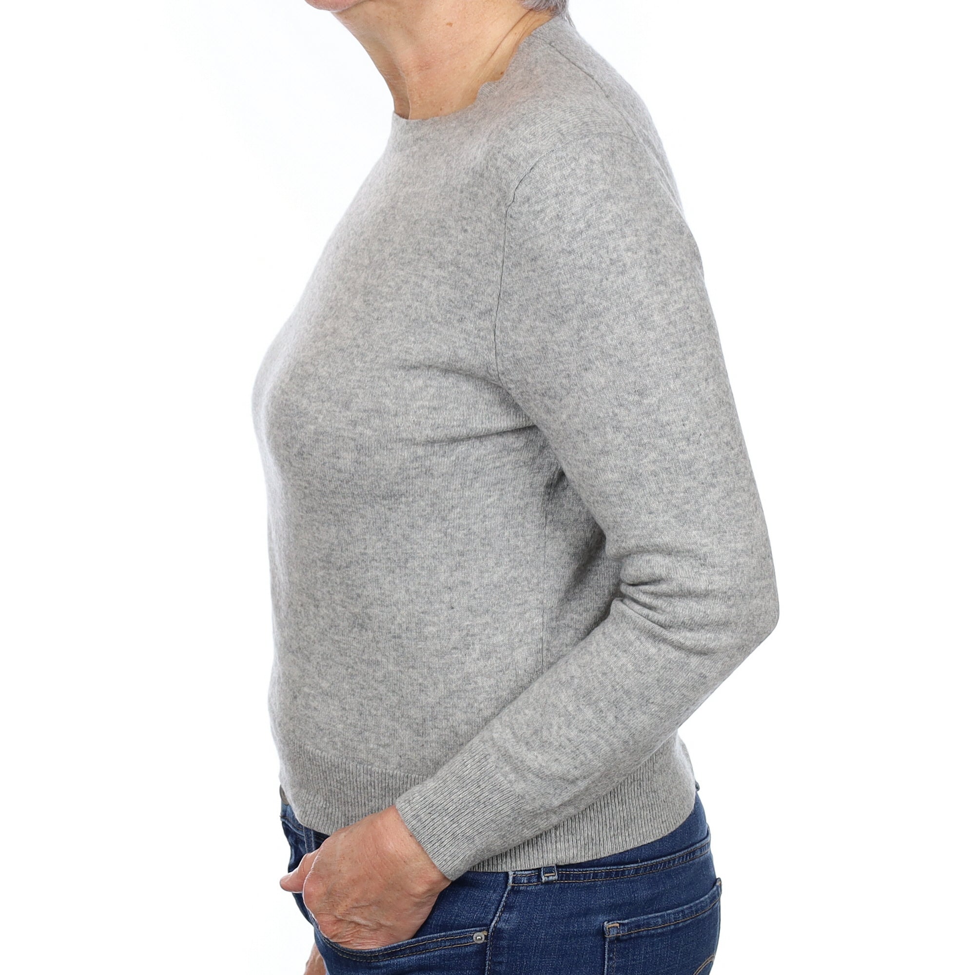 Smoke Grey Cashmere Crew Neck Jumper Medium