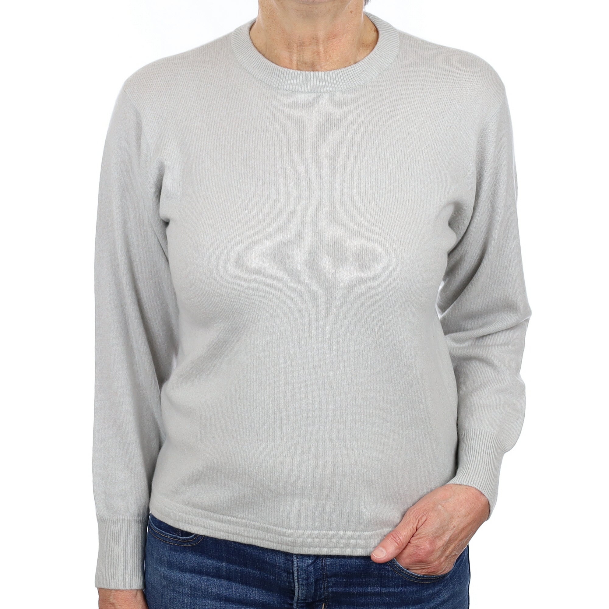 Dove Grey Cashmere Crew Neck Jumper Medium