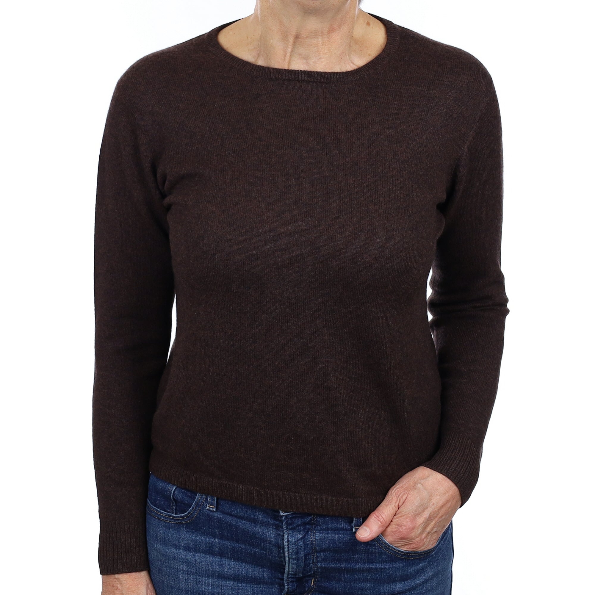 Peppercorn Brown Cashmere Crew Neck Jumper Medium