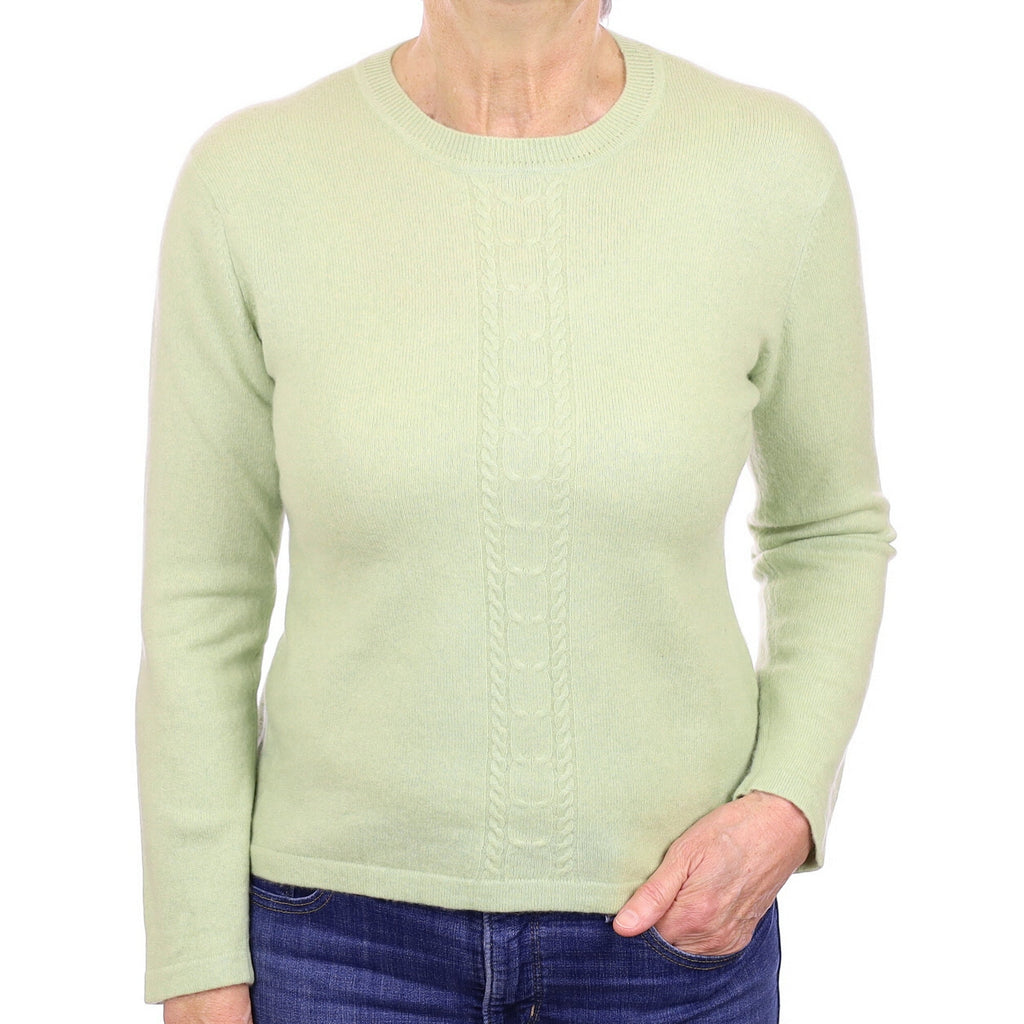 Celery Green Cashmere Crew Neck Jumper Medium