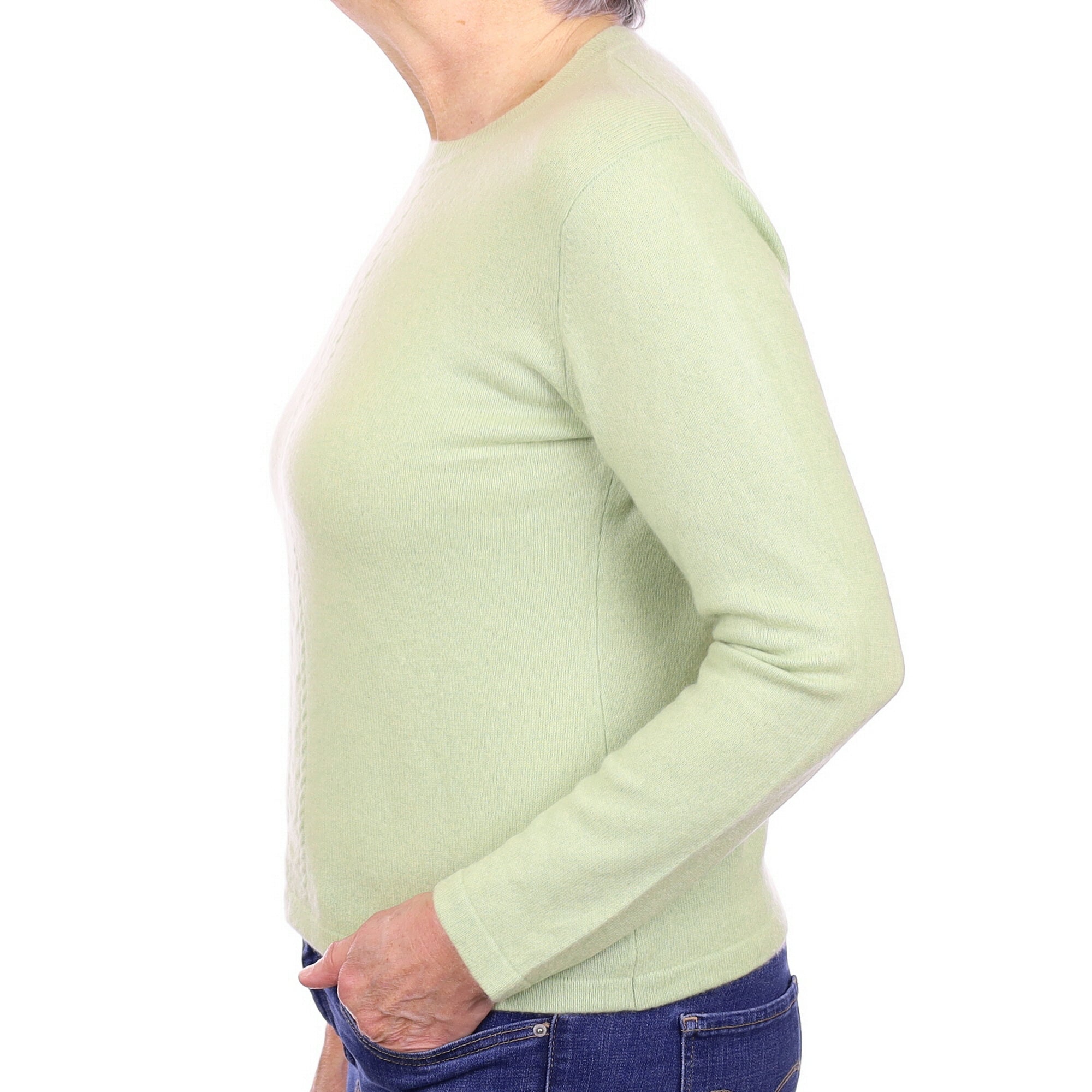 Celery Green Cashmere Crew Neck Jumper Medium
