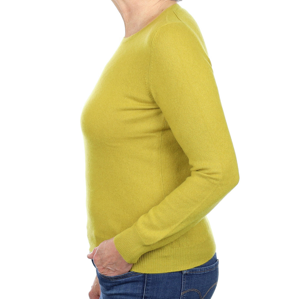 Lichen Green Cashmere Crew Neck Jumper Medium
