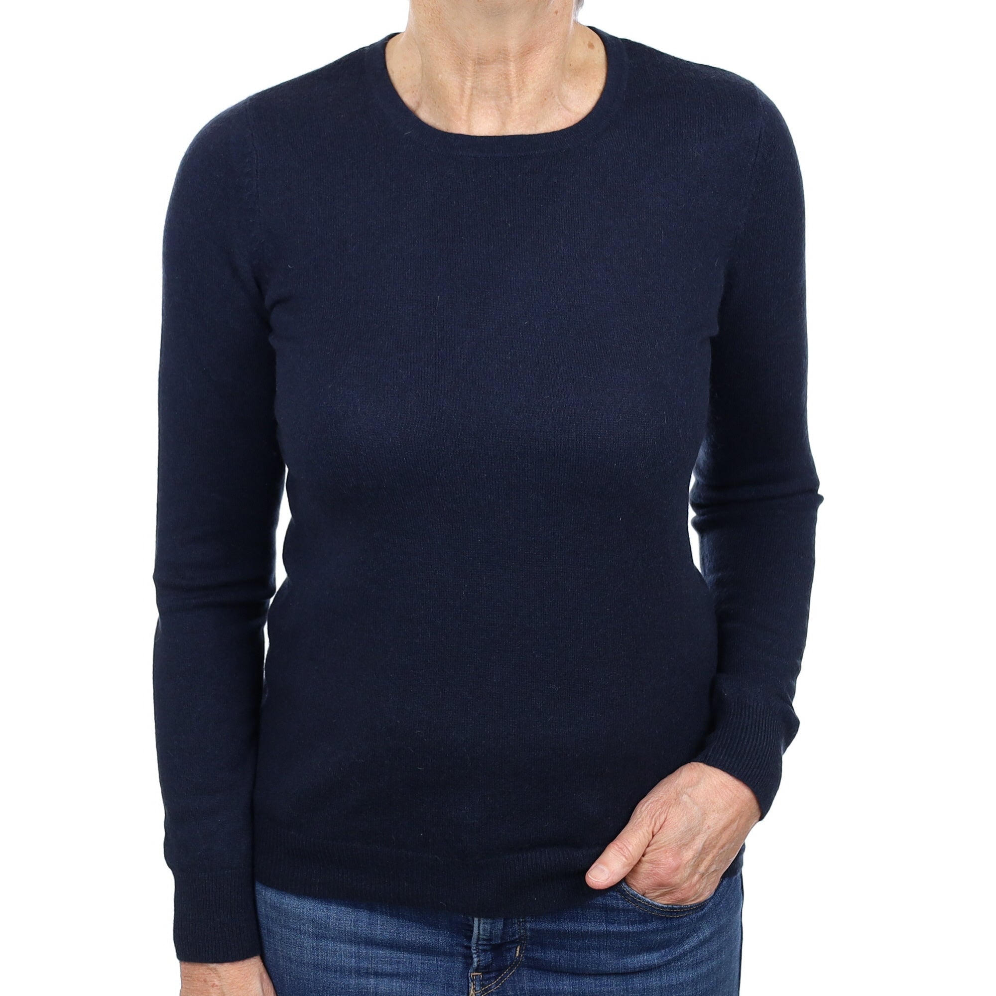 Navy Blue Cashmere Crew Neck Jumper Medium