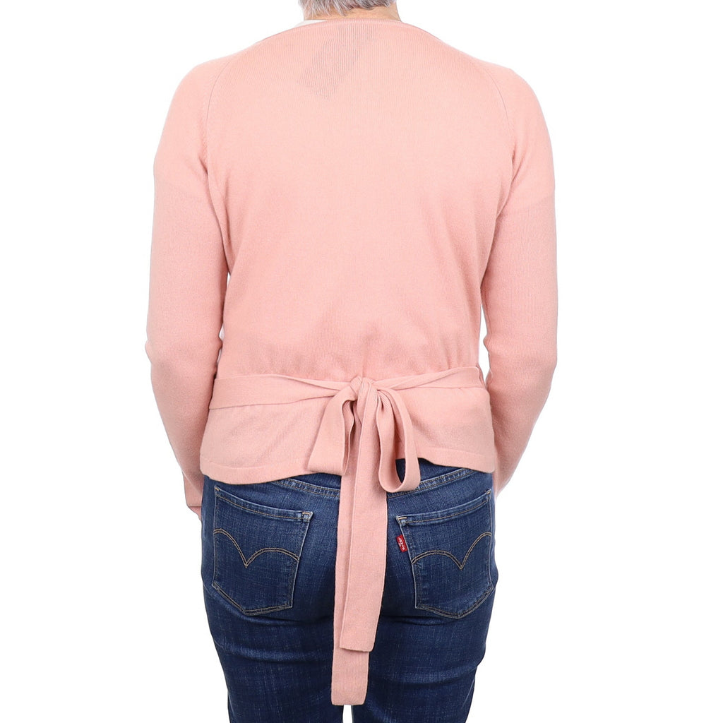 Blush Pink Cashmere Cross Over V Neck Cardigan Medium