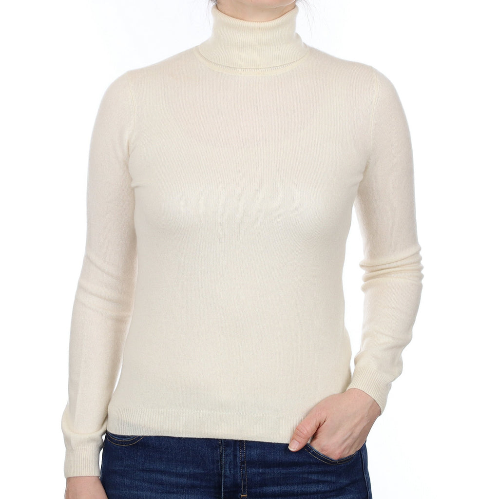 Cream Cashmere Polo Neck Jumper Small