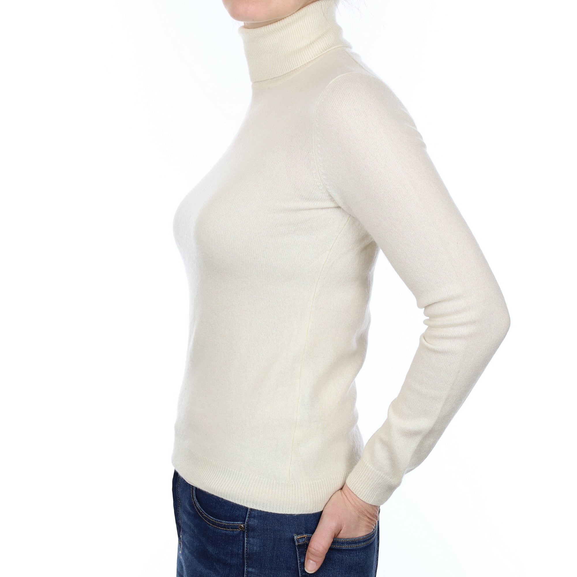 Cream Cashmere Polo Neck Jumper Small
