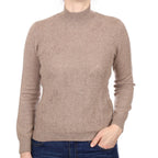 Mocha Textured Front Cashmere Turtleneck Jumper Small