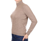 Mocha Textured Front Cashmere Turtleneck Jumper Small