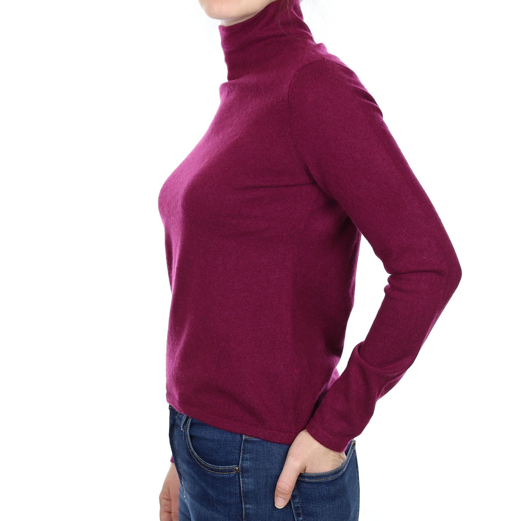 Plum Purple Cashmere Funnel Neck Jumper Small