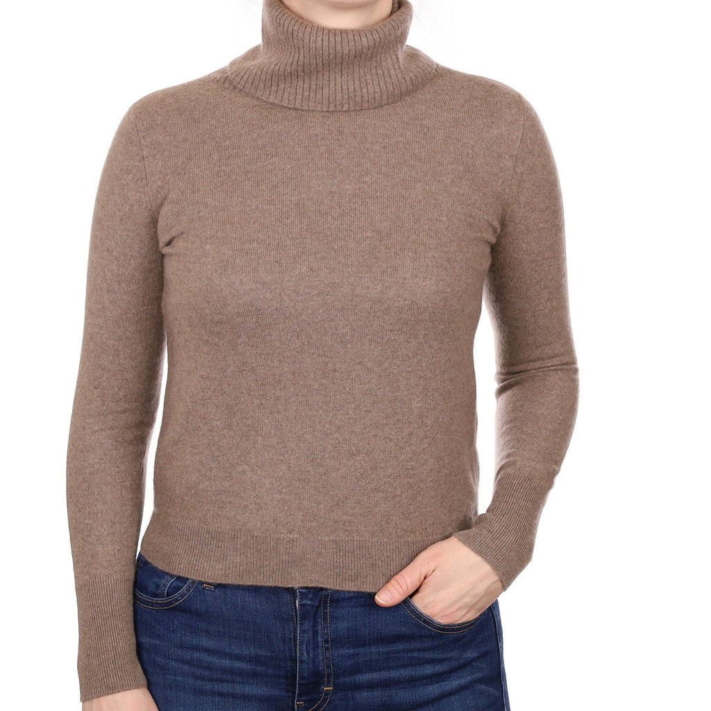 Mocha Brown Cashmere Cowl Neck Jumper Small