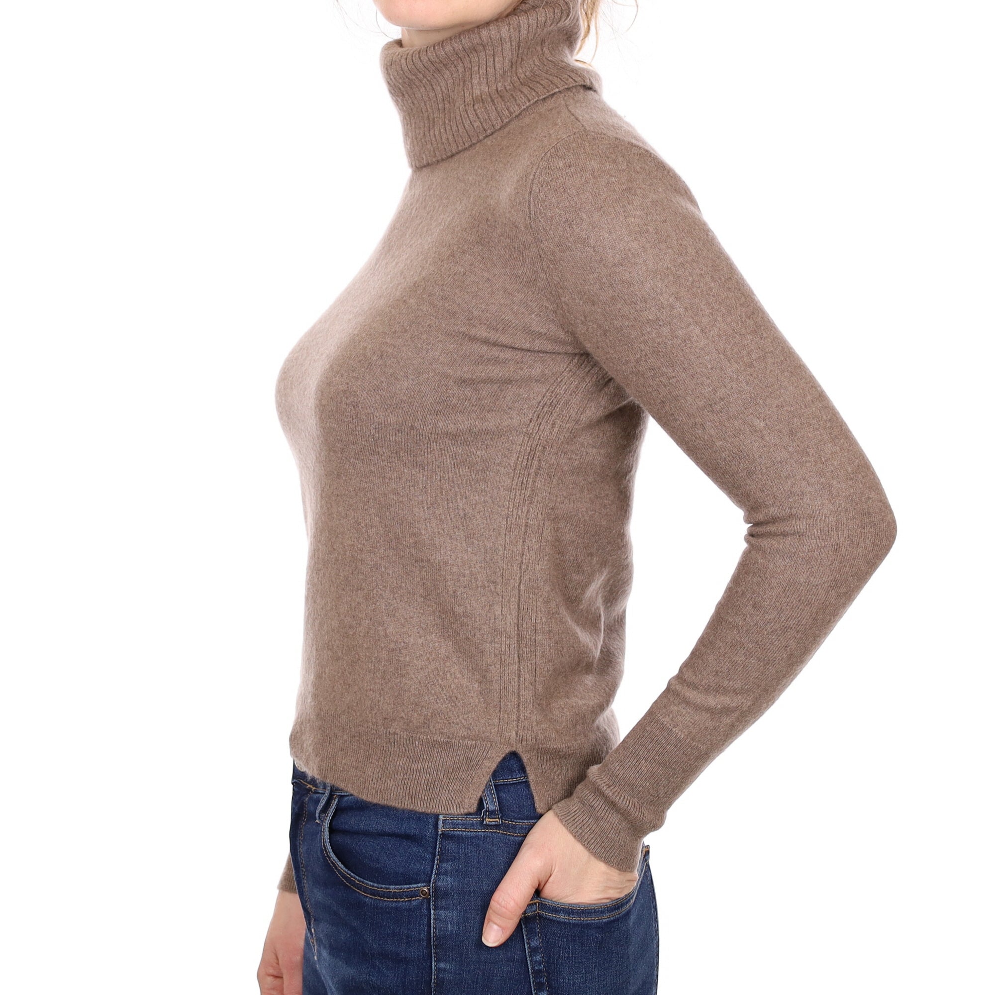 Mocha Brown Cashmere Cowl Neck Jumper Small