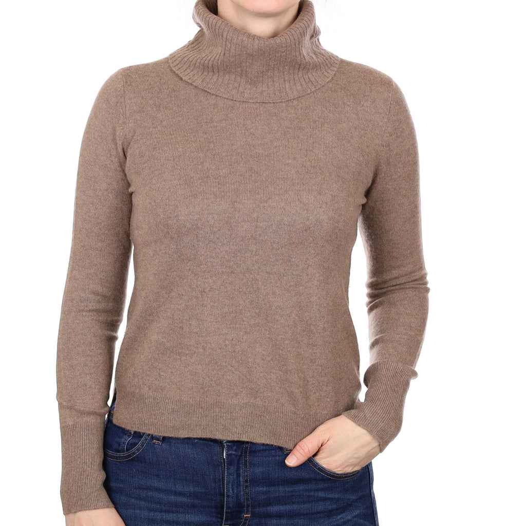 Mocha Brown Cashmere Cowl Neck Jumper Small