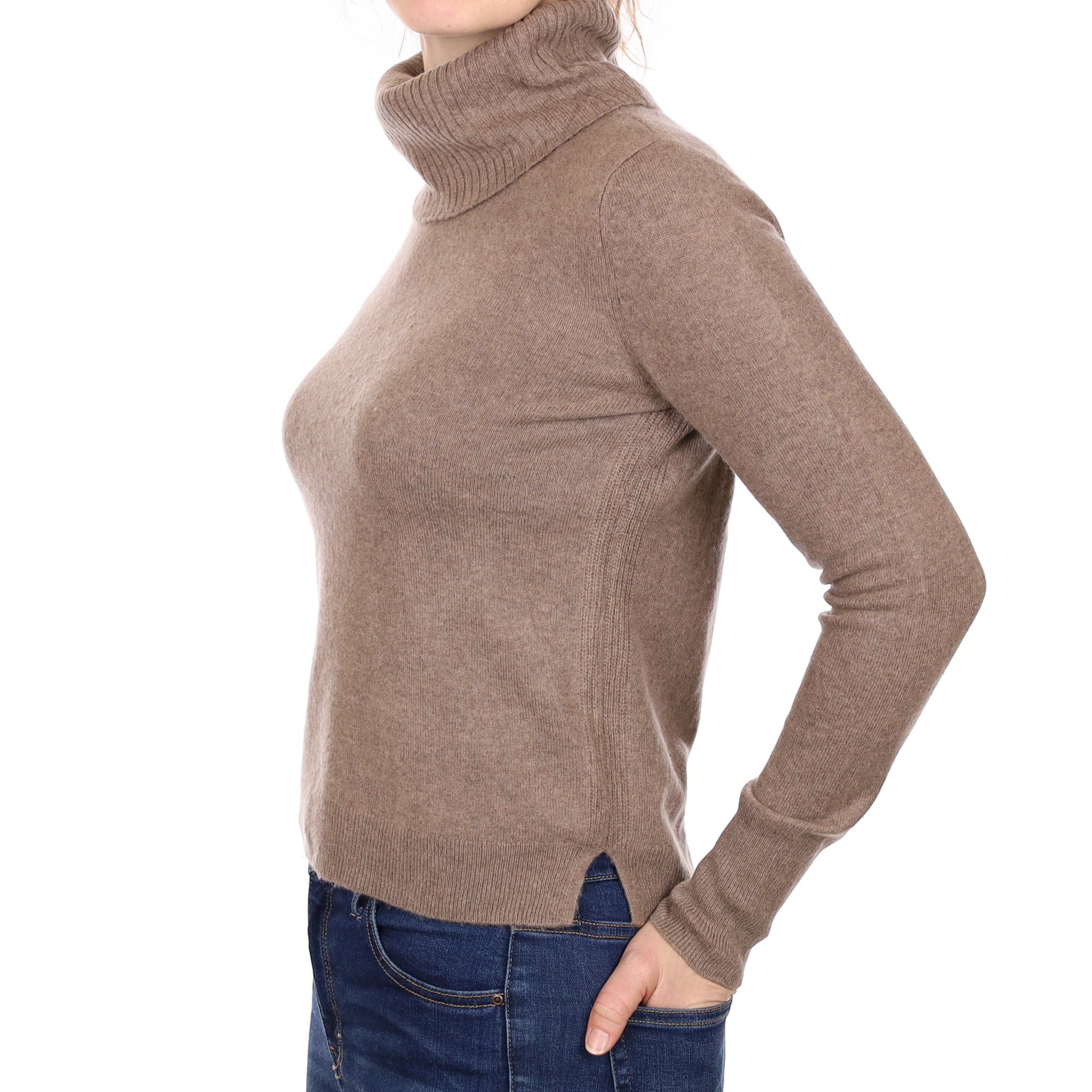 Mocha Brown Cashmere Cowl Neck Jumper Small