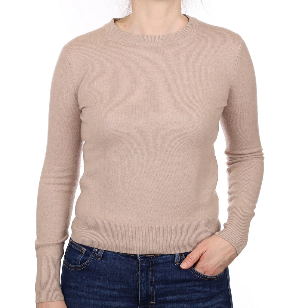 Fawn Cashmere Crew Neck Jumper Small