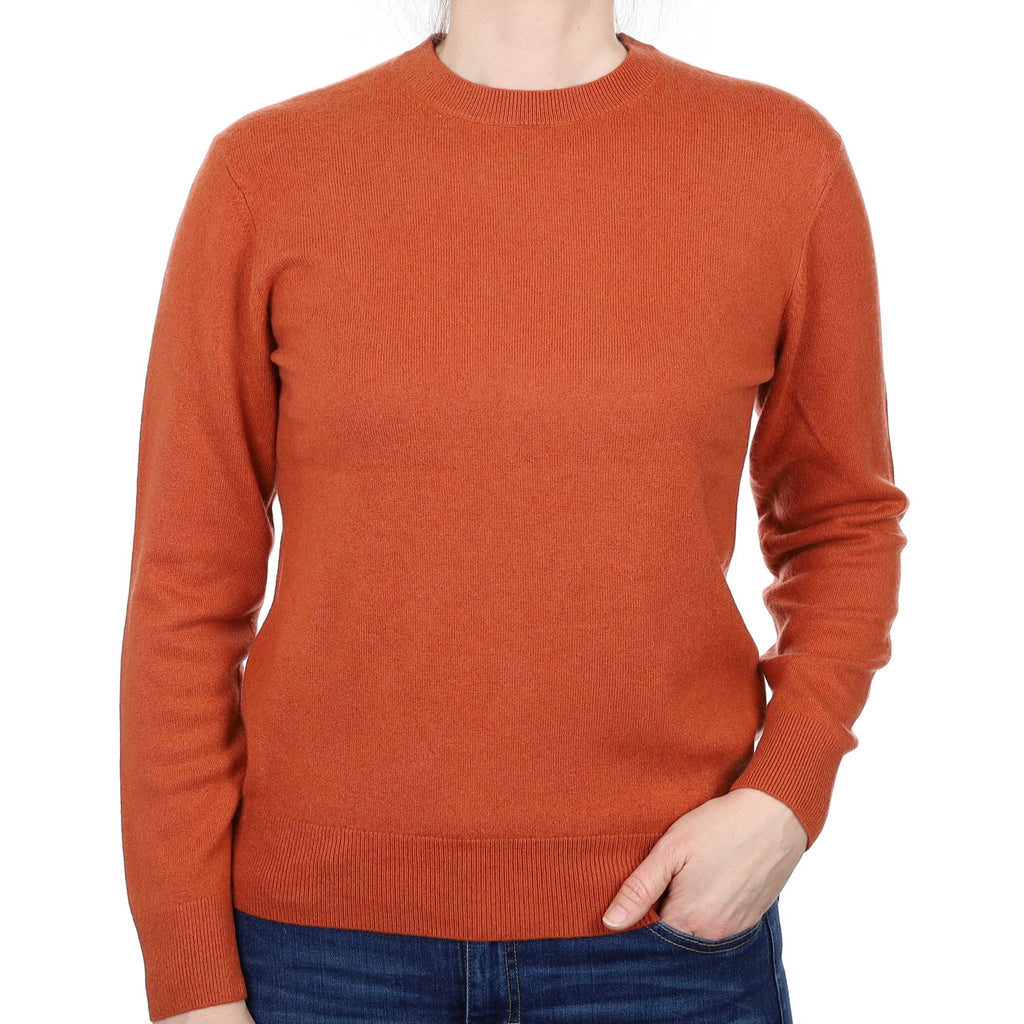 Burnt Orange Cashmere Crew Neck Jumper Small