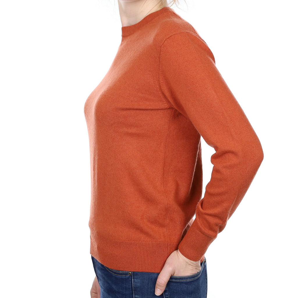 Burnt Orange Cashmere Crew Neck Jumper Small