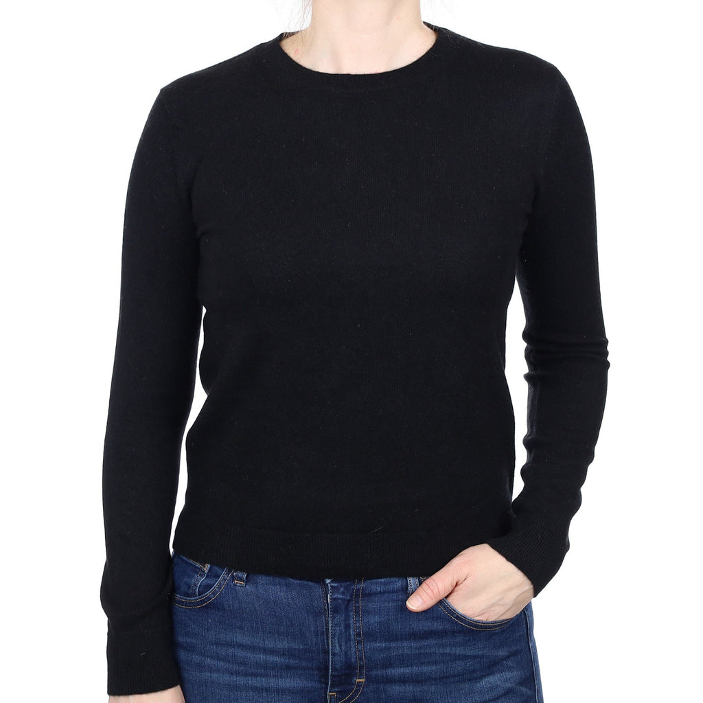 Black Cashmere Crew Neck Jumper Small