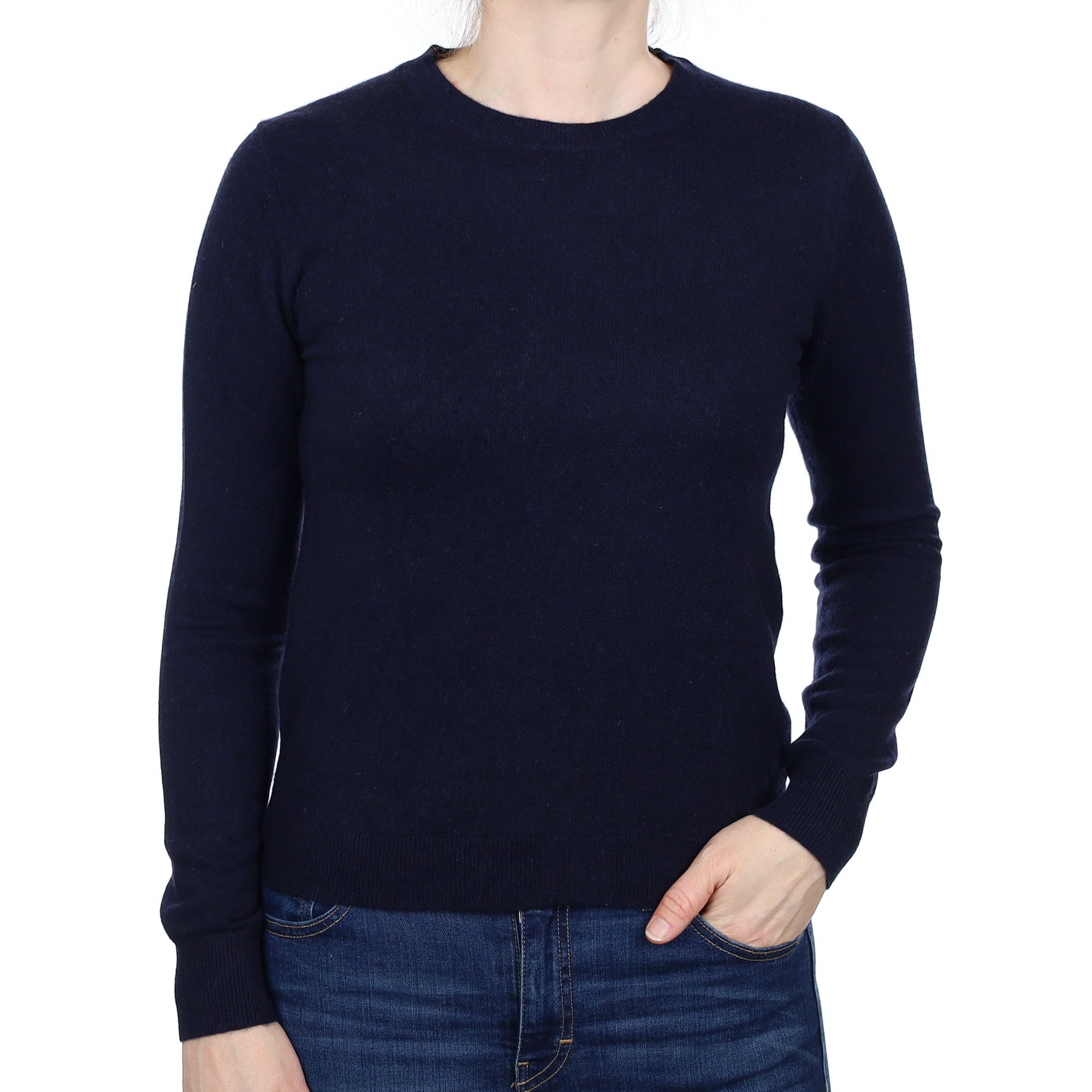 Navy Blue Cashmere Crew Neck Jumper Small