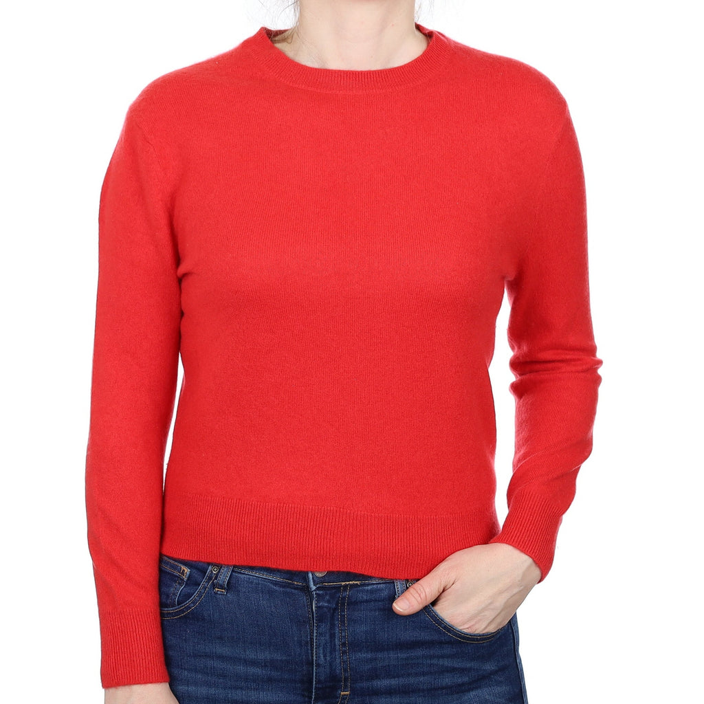 Vermillion Red Cashmere Crew Neck Jumper Small