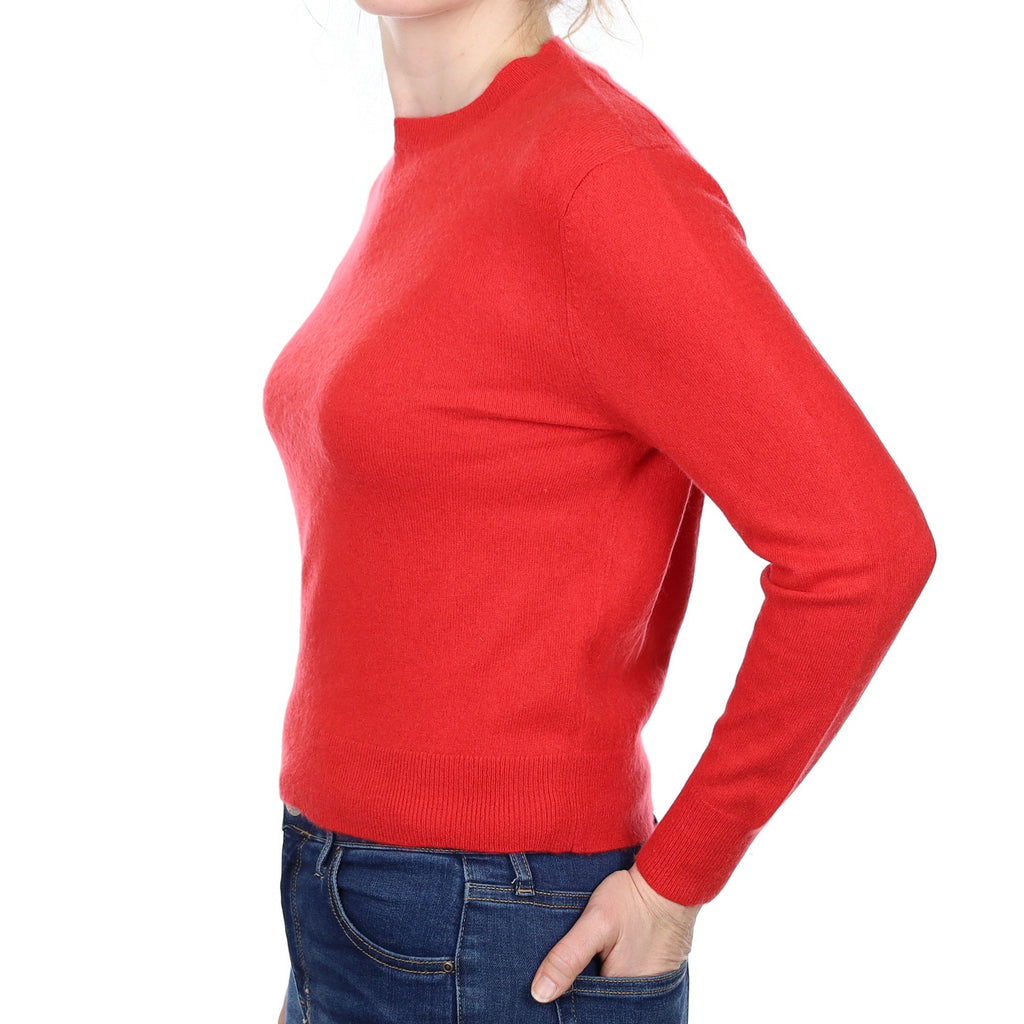 Vermillion Red Cashmere Crew Neck Jumper Small