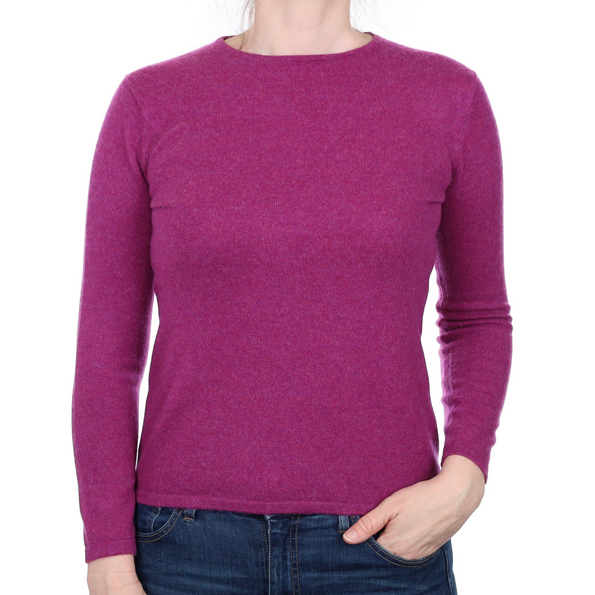 Magenta Marl Cashmere Crew Neck Jumper Small