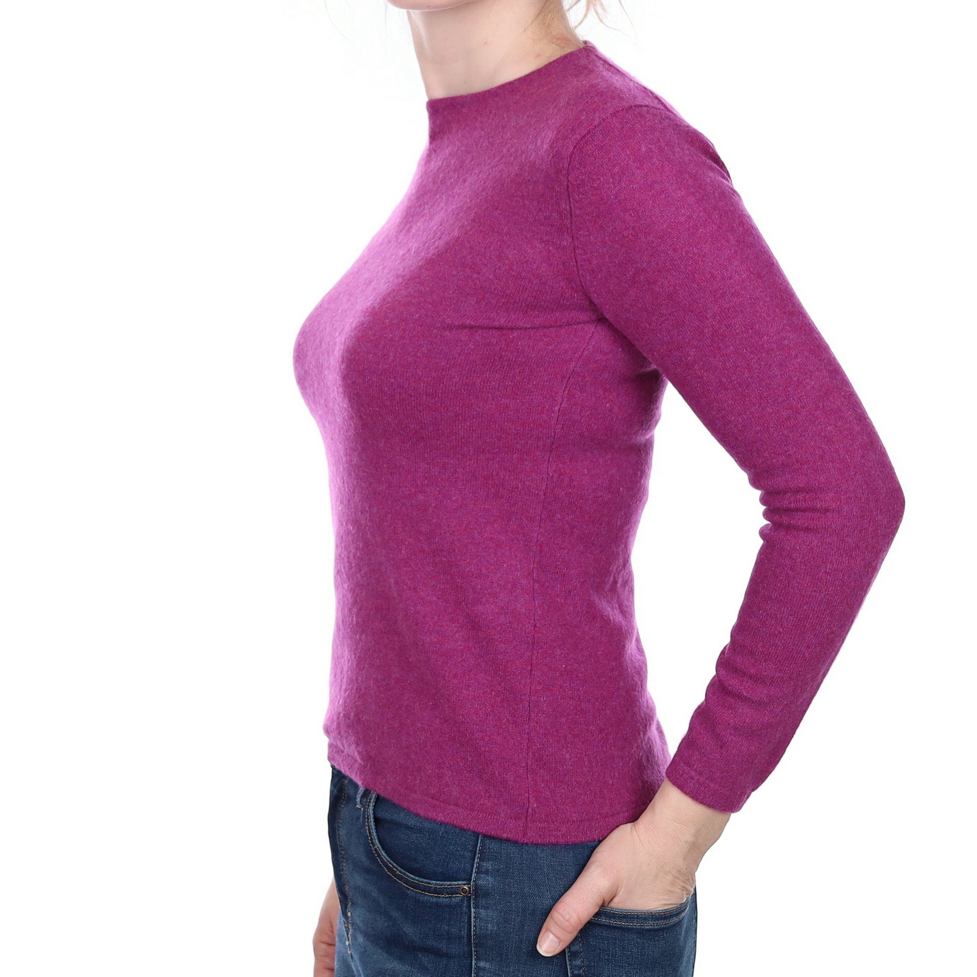 Magenta Marl Cashmere Crew Neck Jumper Small