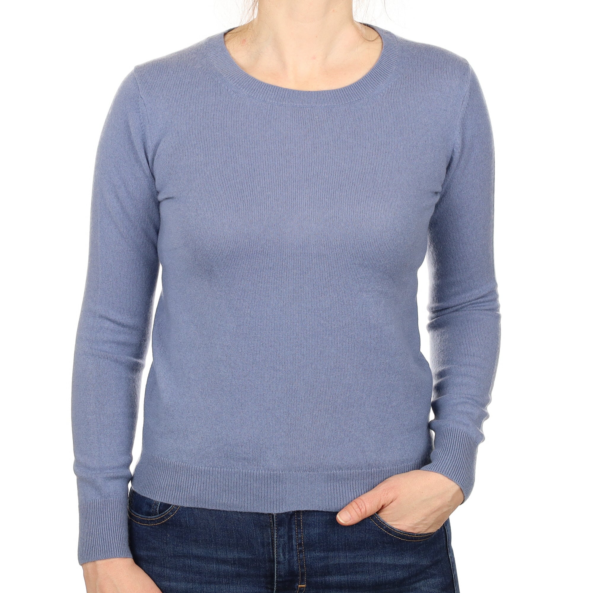 Hazy Blue Cashmere Crew Neck Jumper Small