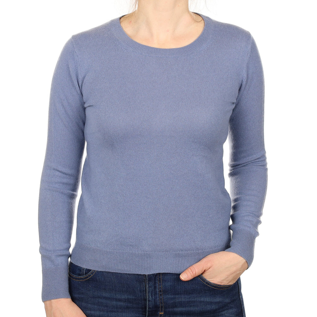 Hazy Blue Cashmere Crew Neck Jumper Small
