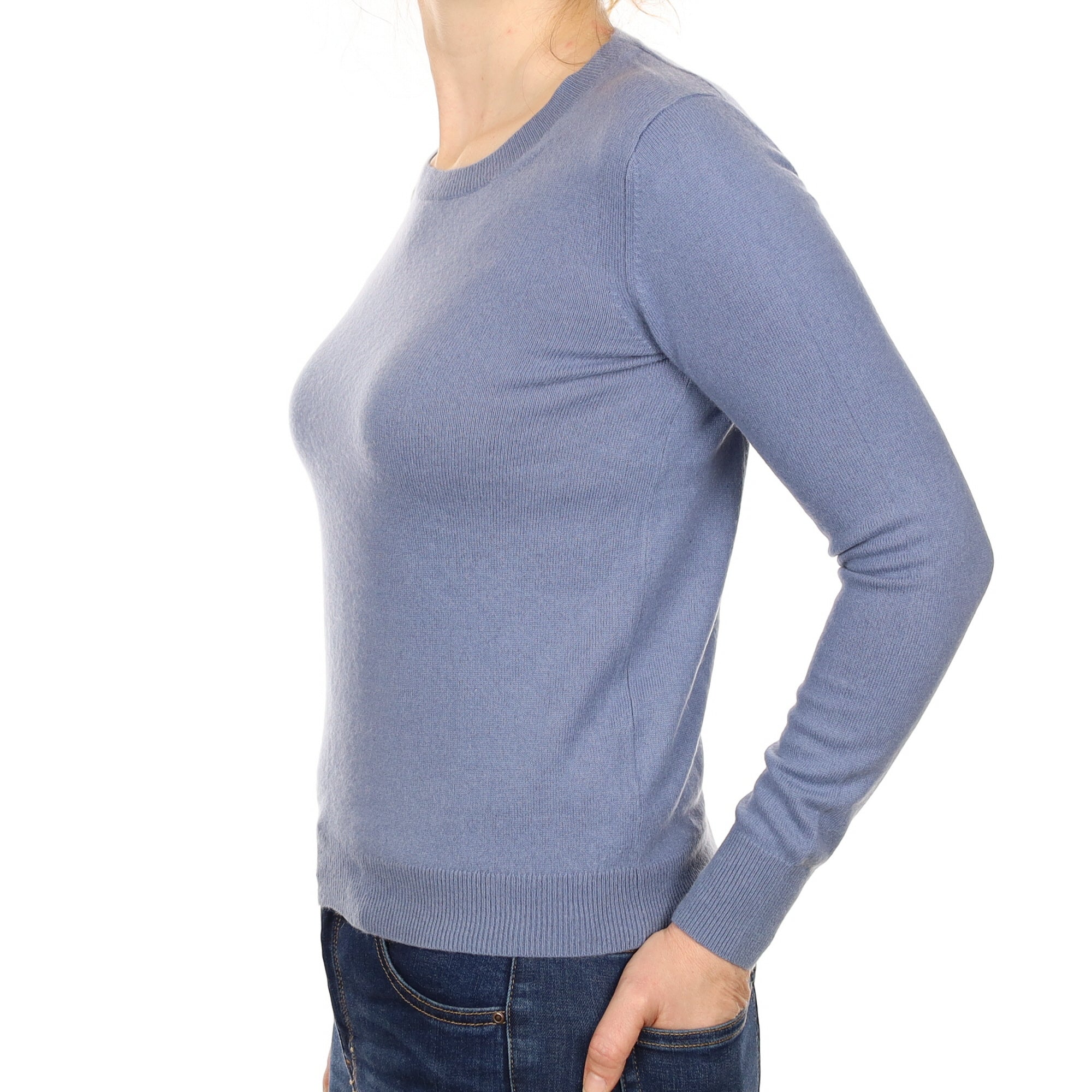 Hazy Blue Cashmere Crew Neck Jumper Small