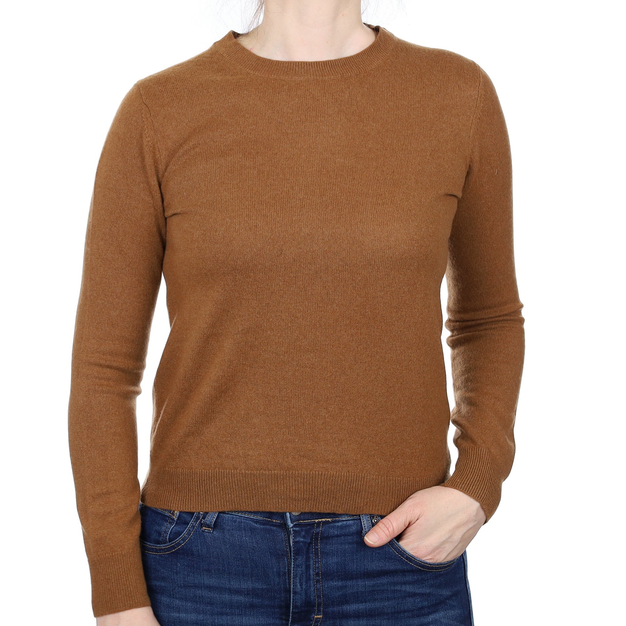 Cinnamon Brown Cashmere Crew Neck Jumper Small