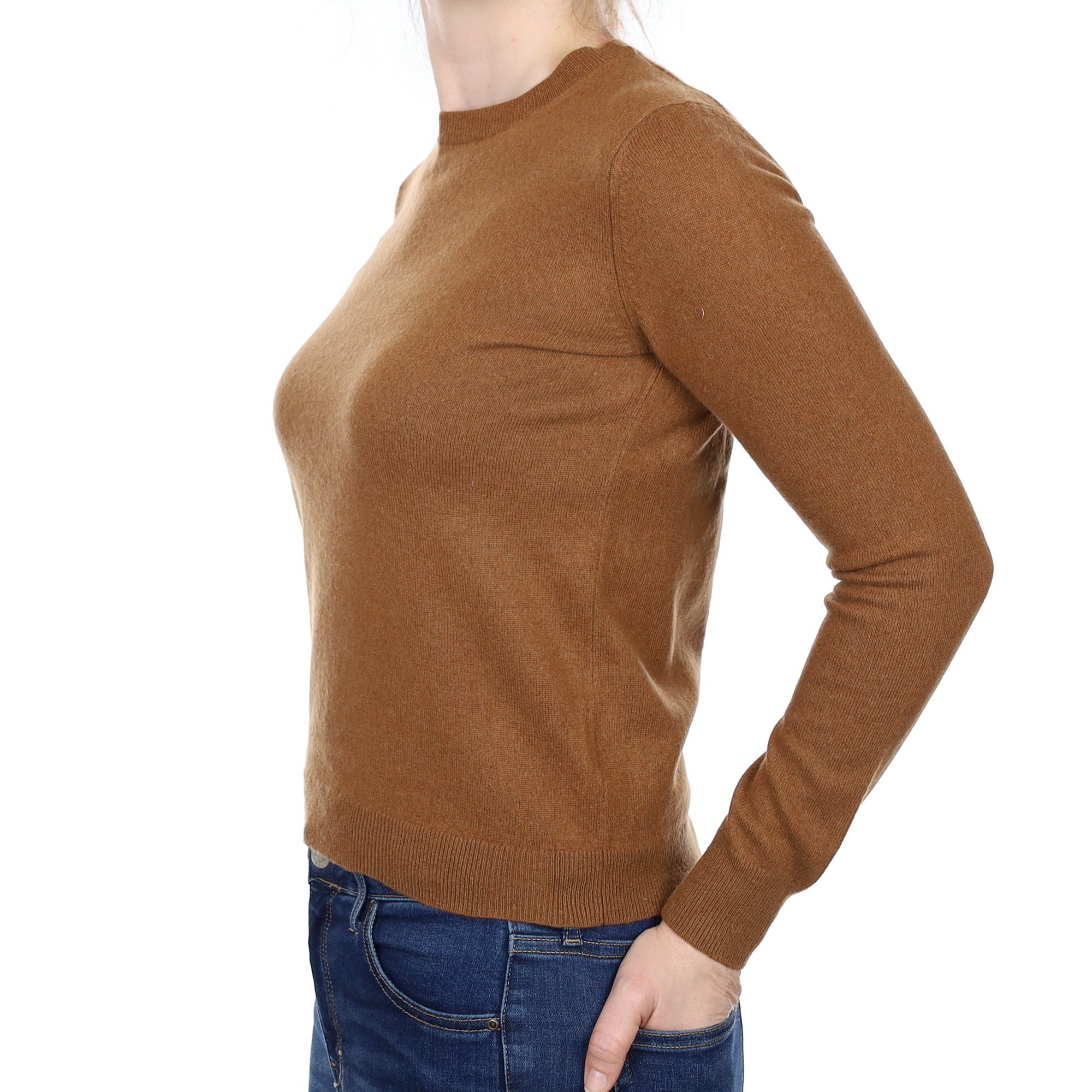 Cinnamon Brown Cashmere Crew Neck Jumper Small