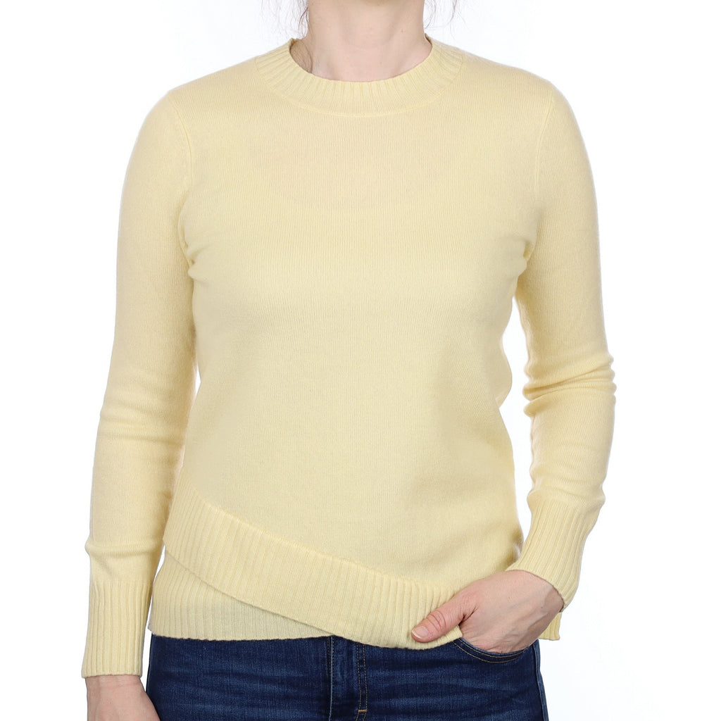 Repeat Primrose Yellow Cashmere Crew Neck Jumper Small