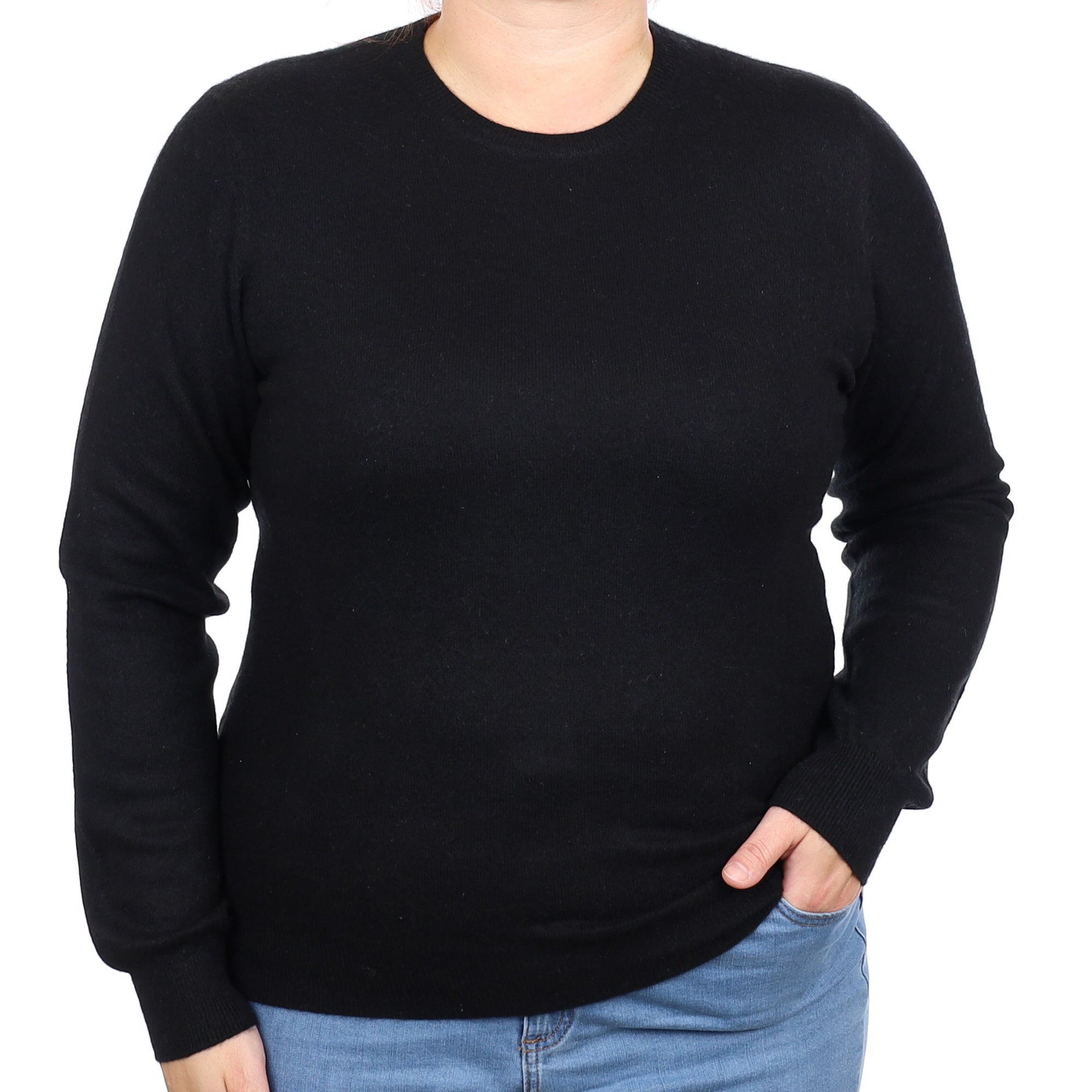 Black Cashmere Crew Neck Jumper Large