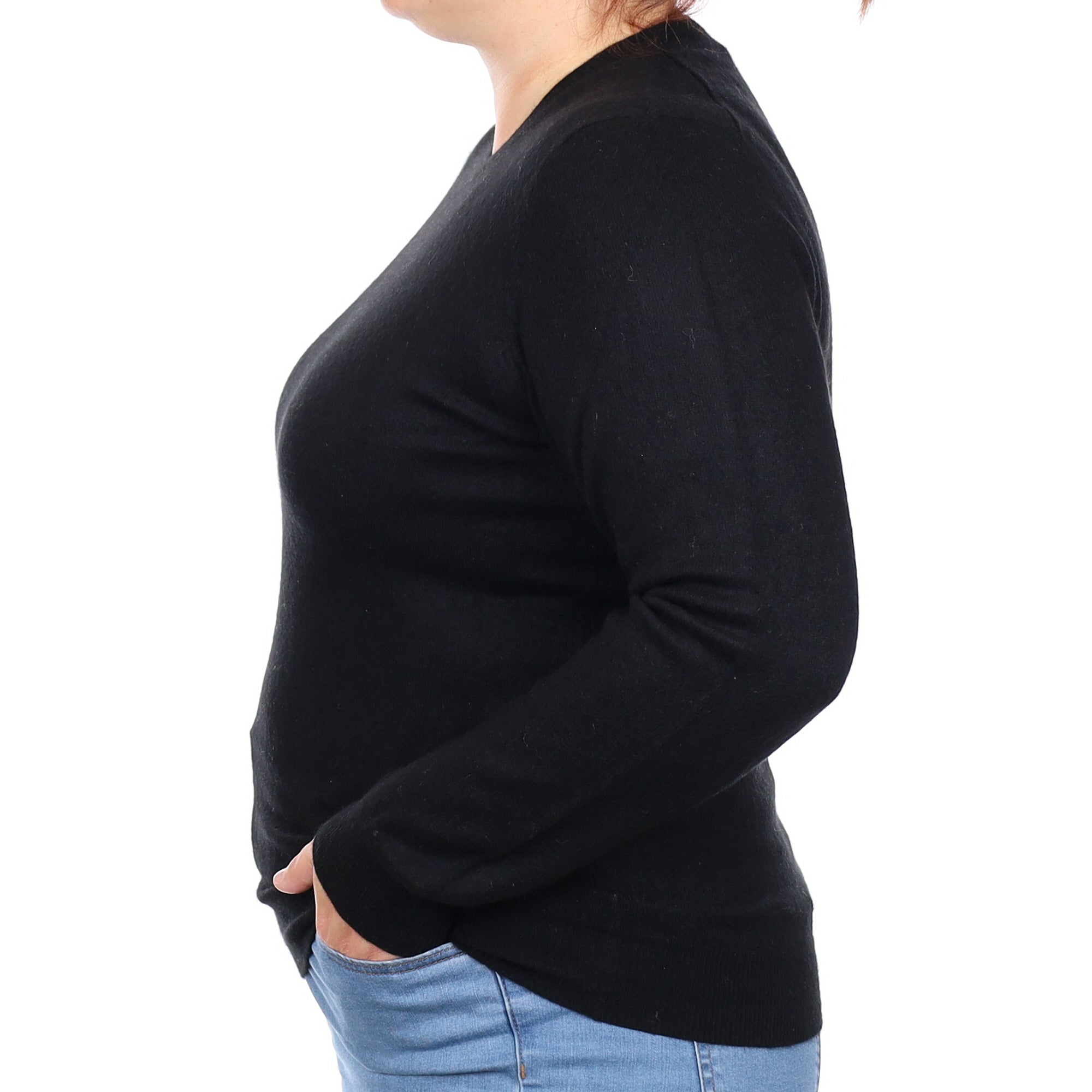 Black Cashmere Crew Neck Jumper Large