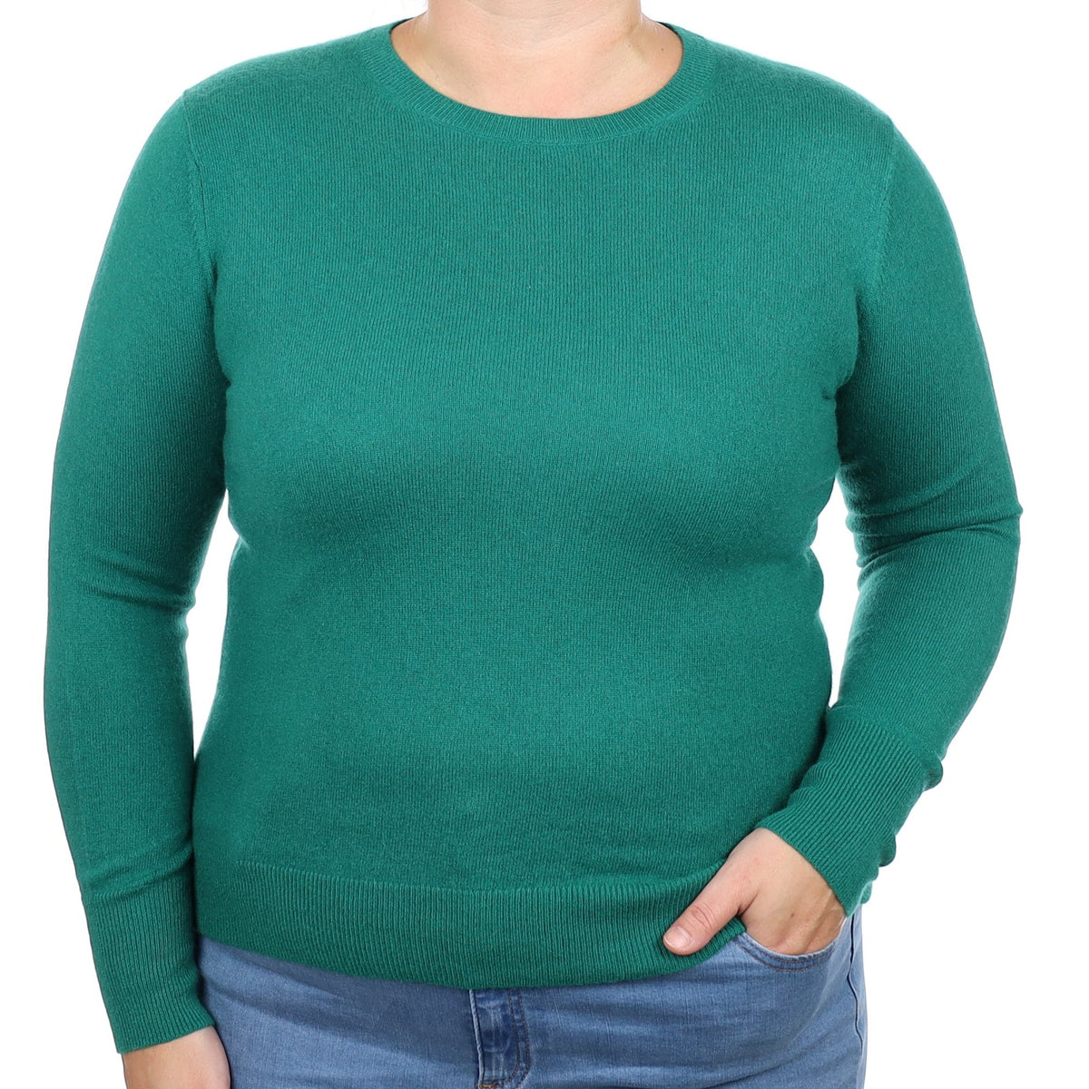 Shamrock Green Cashmere Crew Neck Jumper Large
