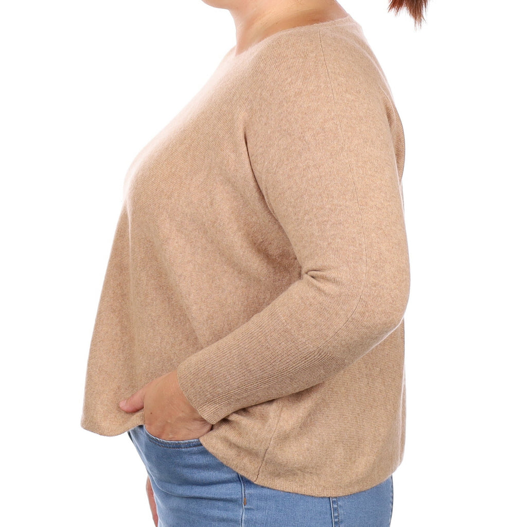 Fudge Brown Cashmere Slouchy Crew Neck Jumper Large