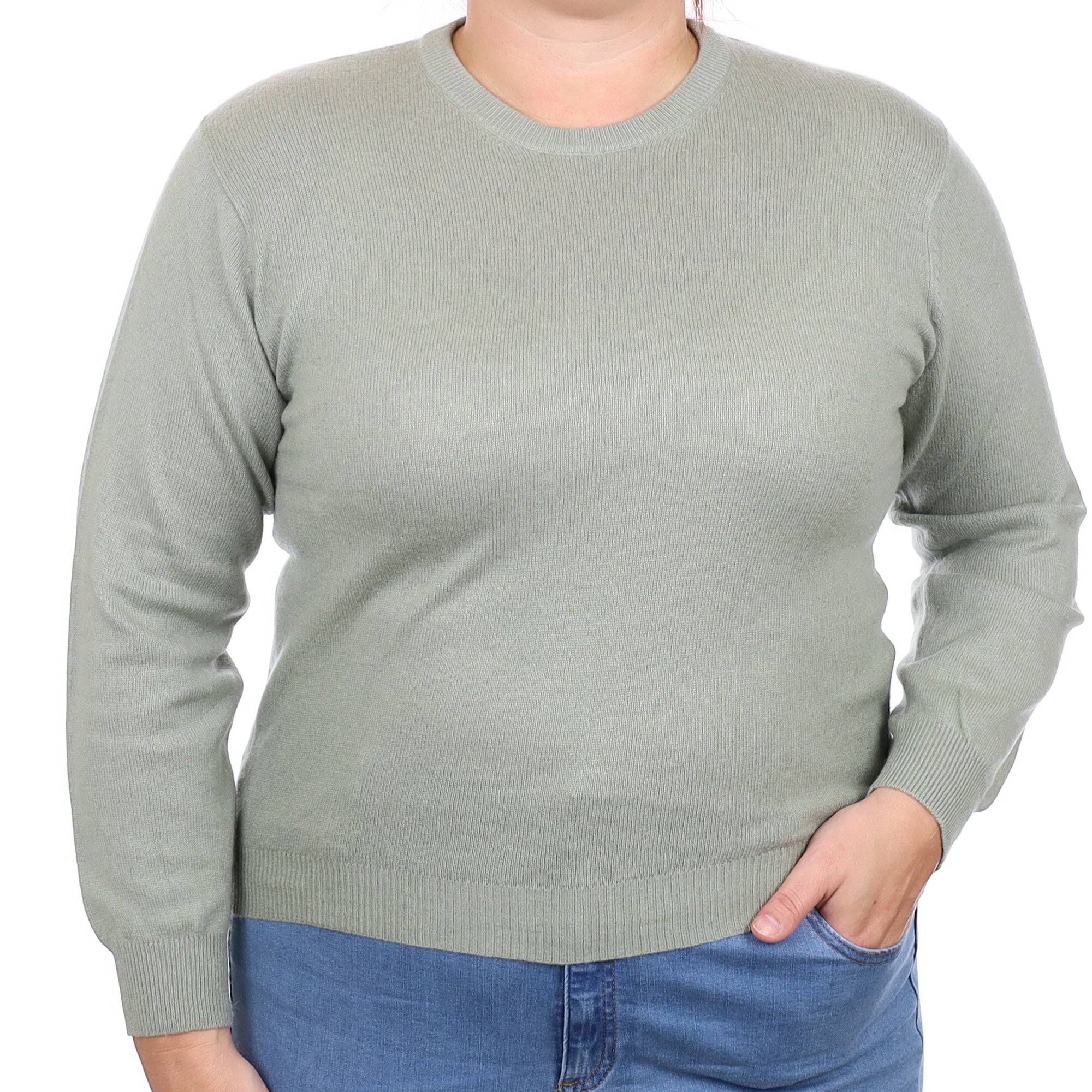 Sage Green Cashmere Crew Neck Jumper Large