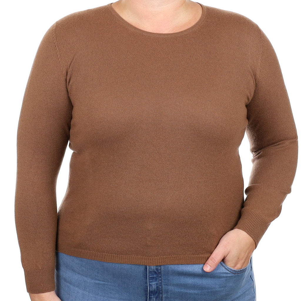 Nutmeg Brown Cashmere Crew Neck Jumper Large