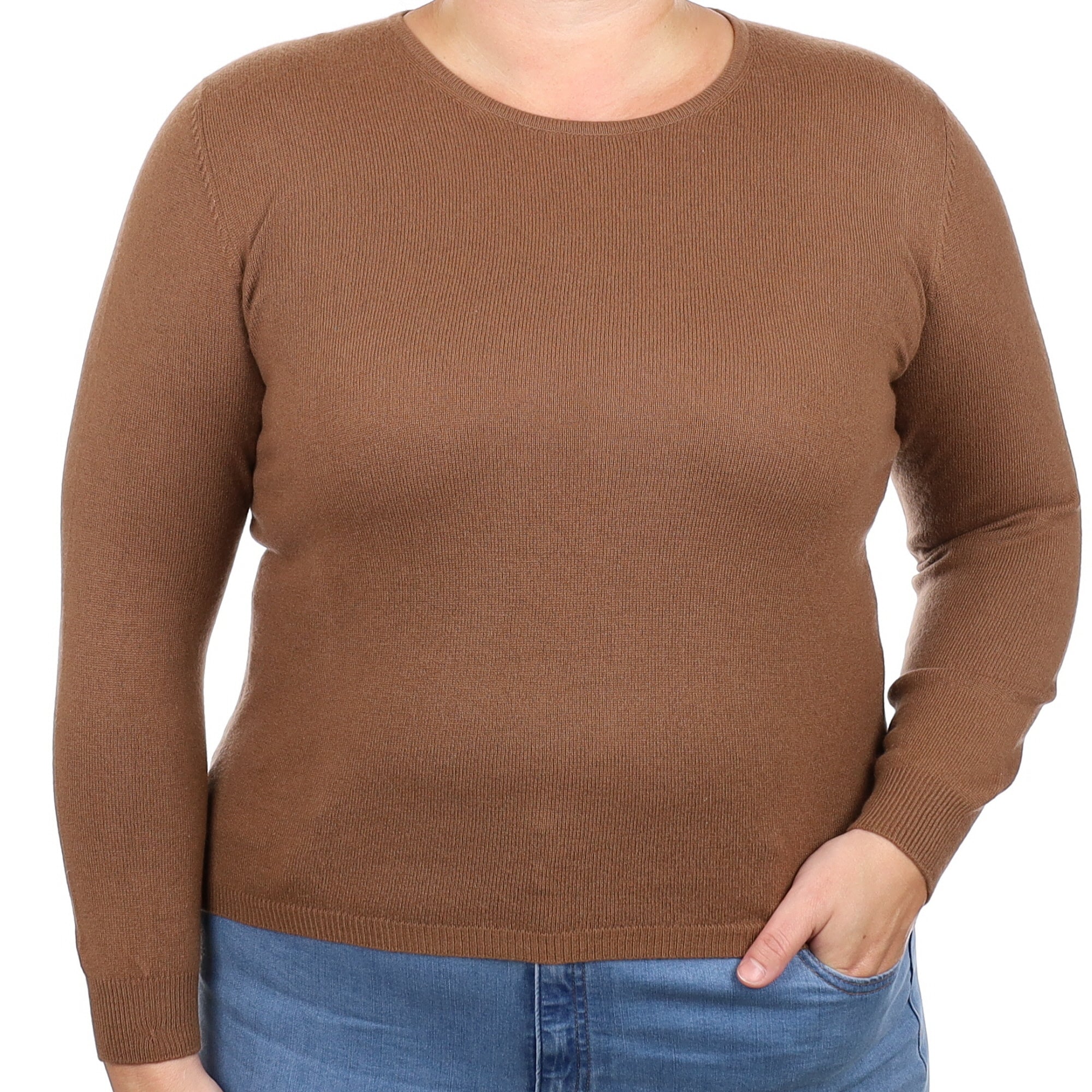 Nutmeg Brown Cashmere Crew Neck Jumper Large