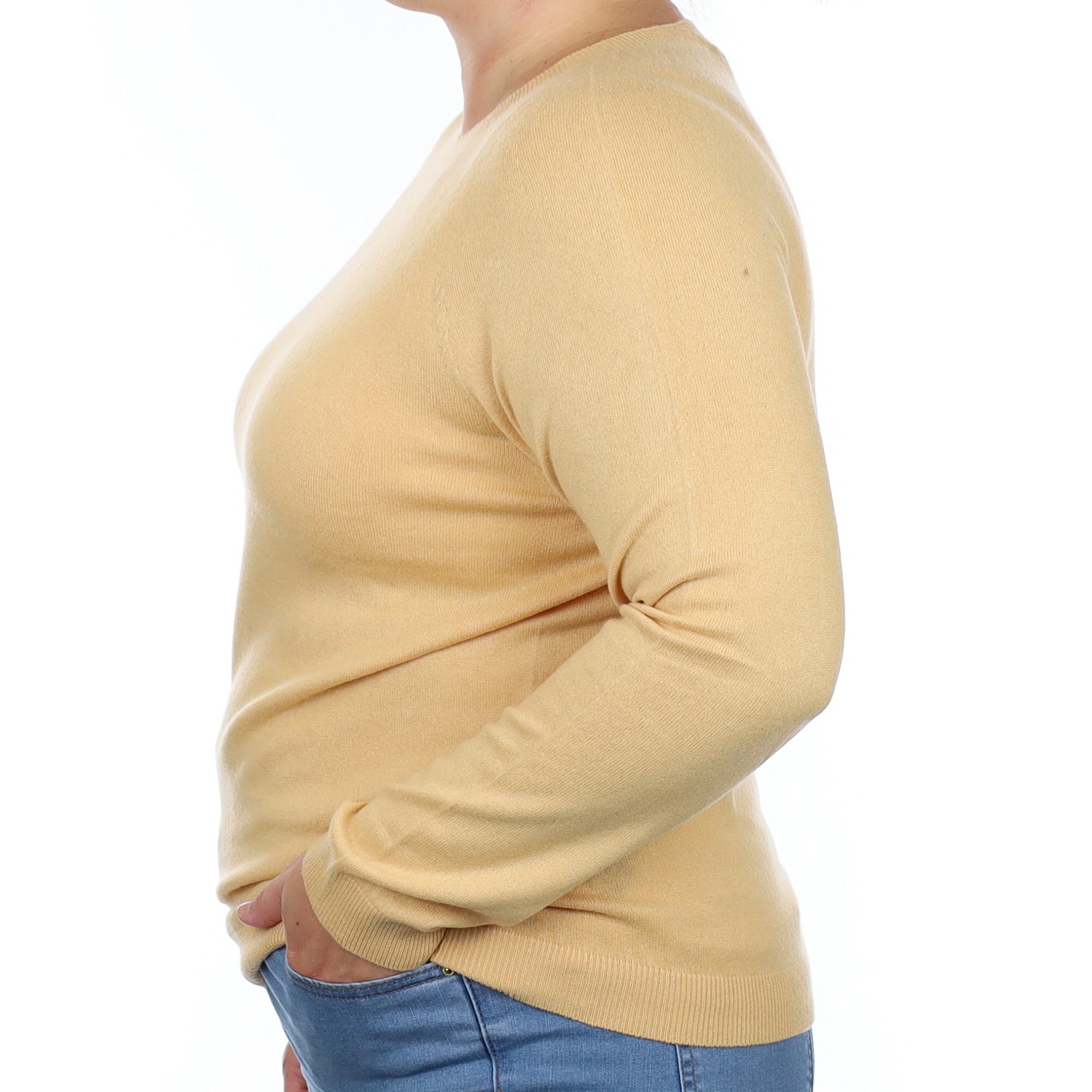 Muted Apricot Cashmere Crew Neck Jumper Large