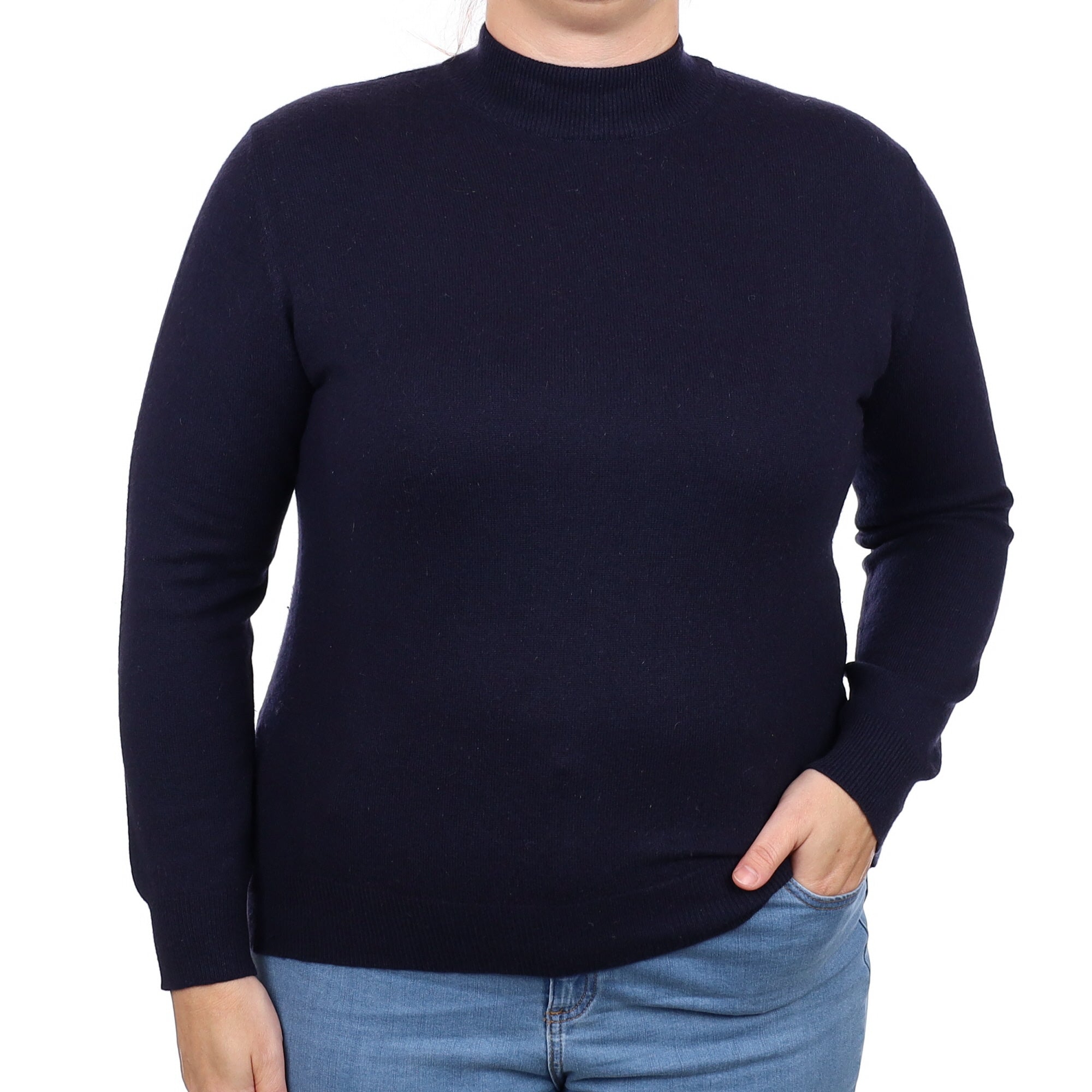 Navy Blue Cashmere Turtleneck Jumper Large
