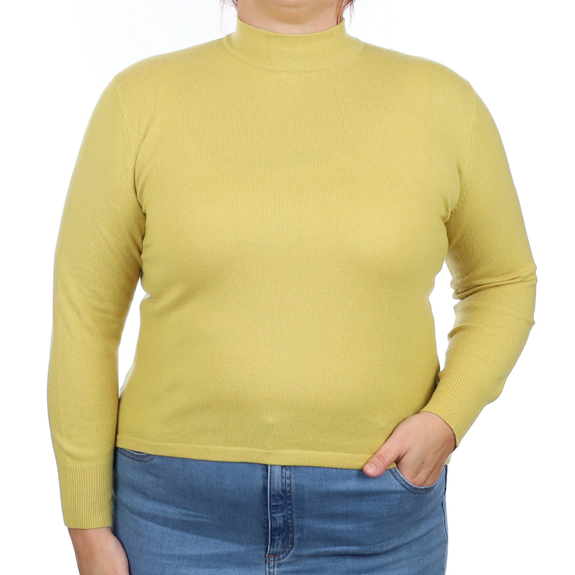 Lichen Green Cashmere Turtleneck Jumper Large