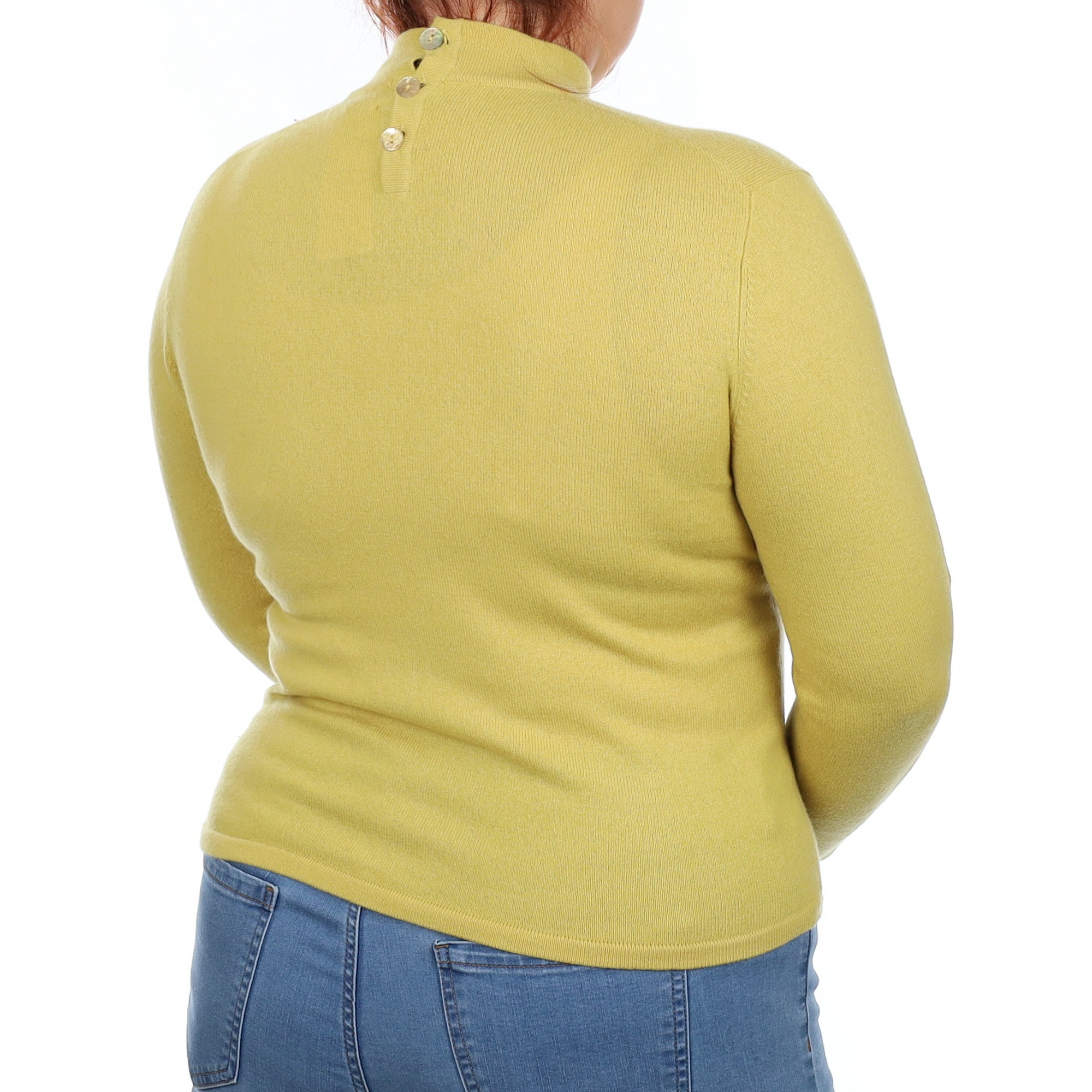 Lichen Green Cashmere Turtleneck Jumper Large