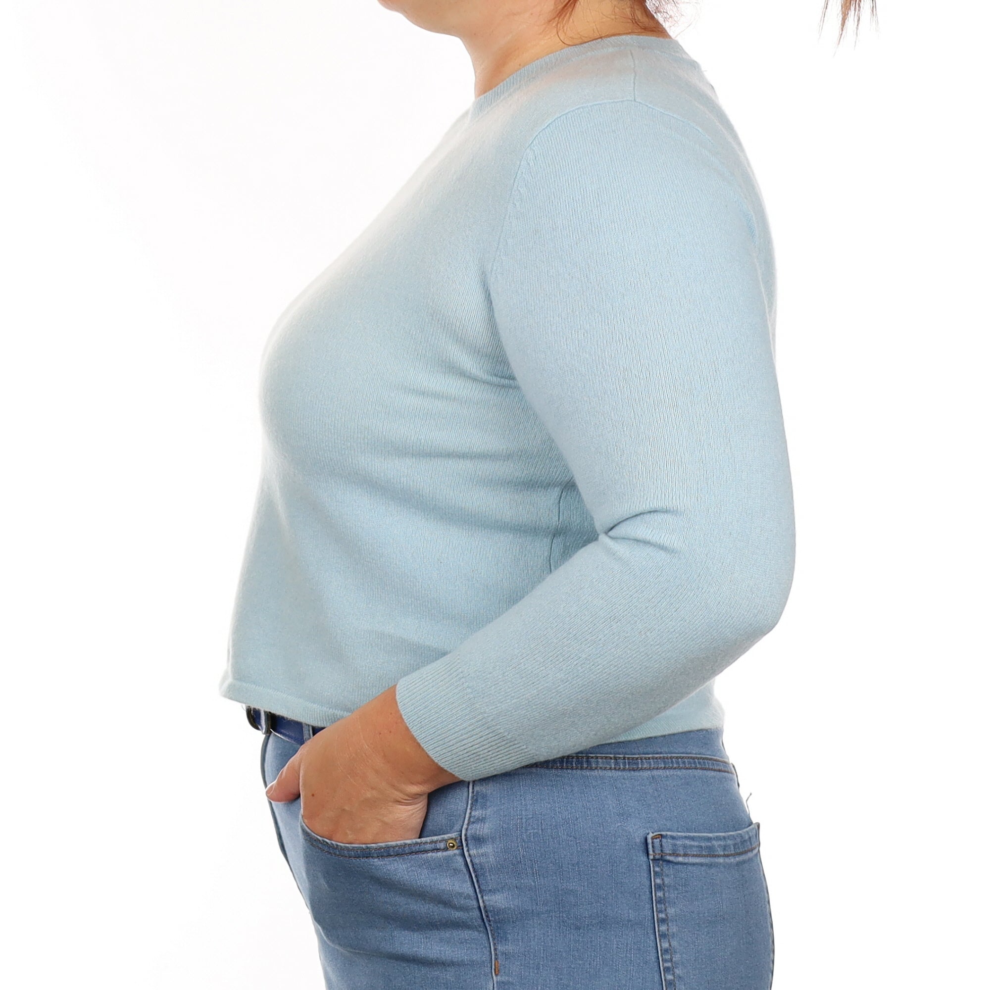 Opal Blue Cashmere Crew Neck Jumper Large