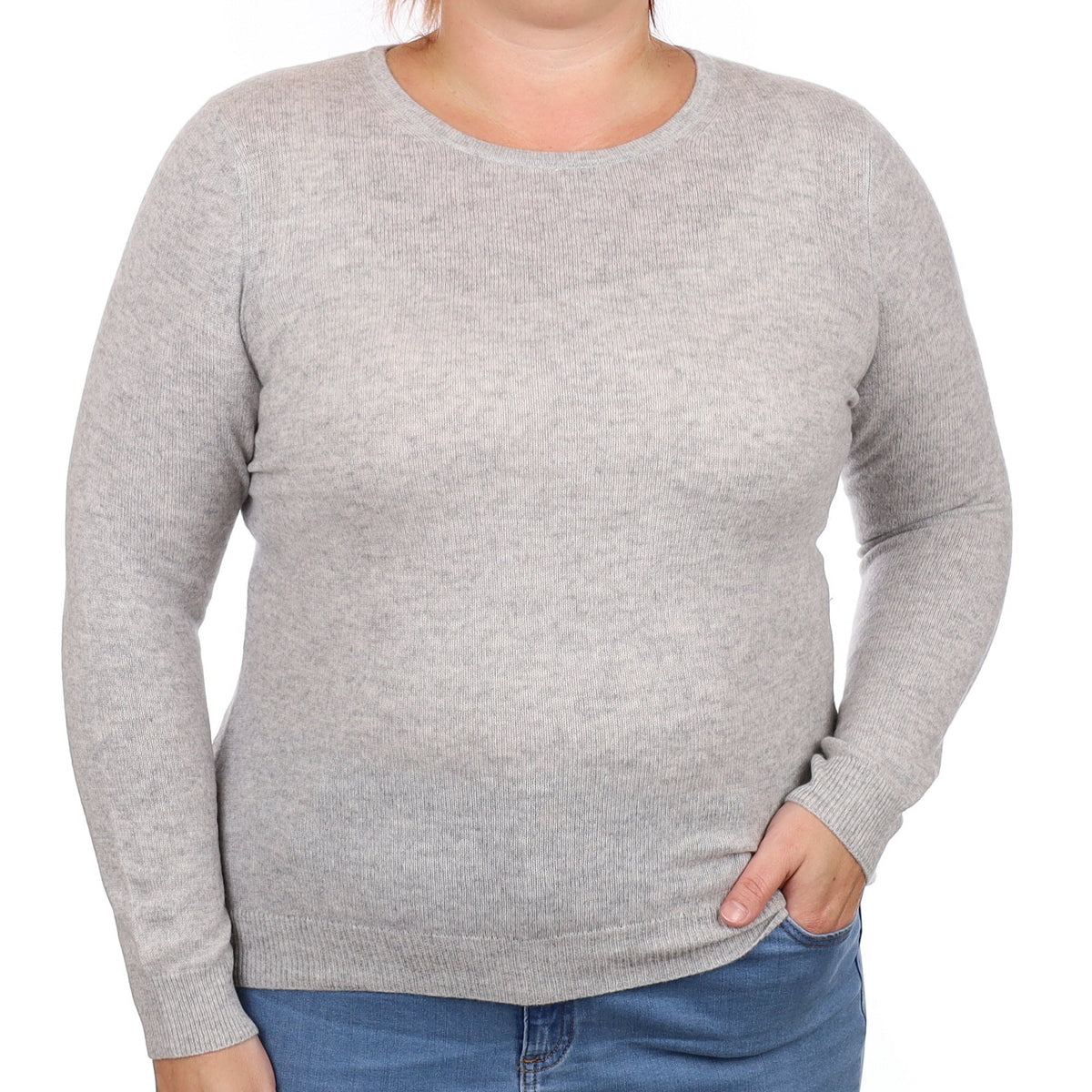 Smoke Grey Cashmere Crew Neck Jumper Large
