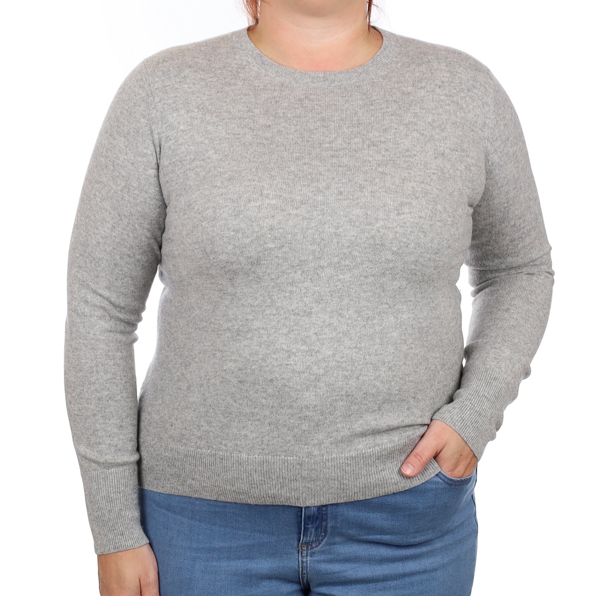 Smoke Grey Cashmere Crew Neck Jumper Large