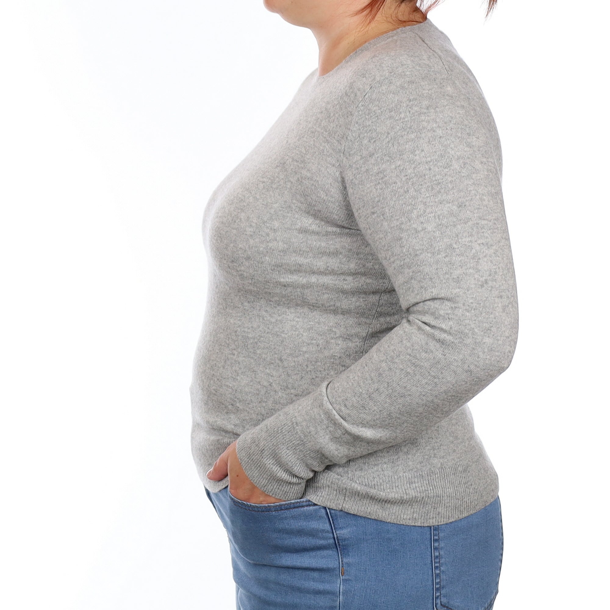 Smoke Grey Cashmere Crew Neck Jumper Large