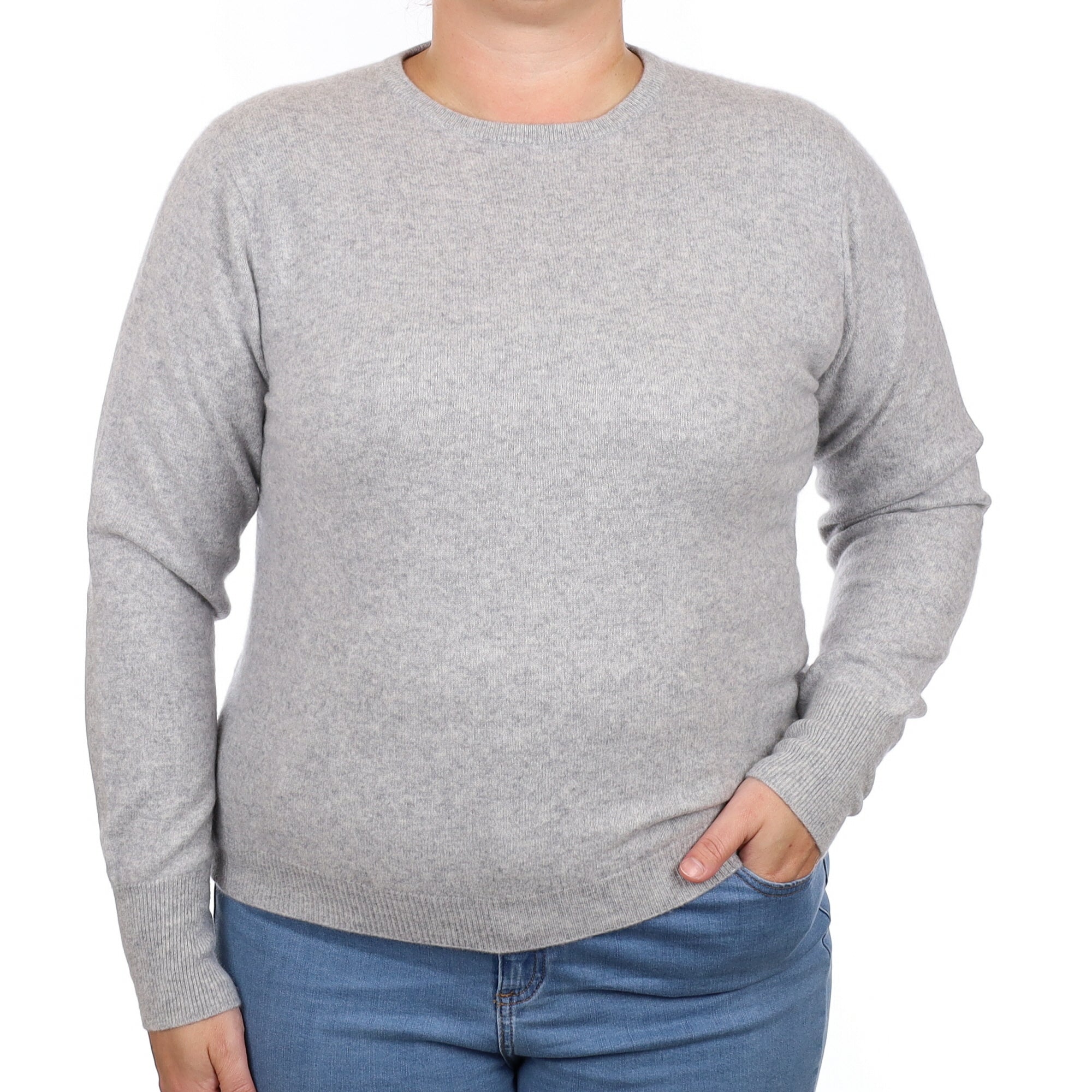 Smoke Grey Cashmere Crew Neck Jumper Large