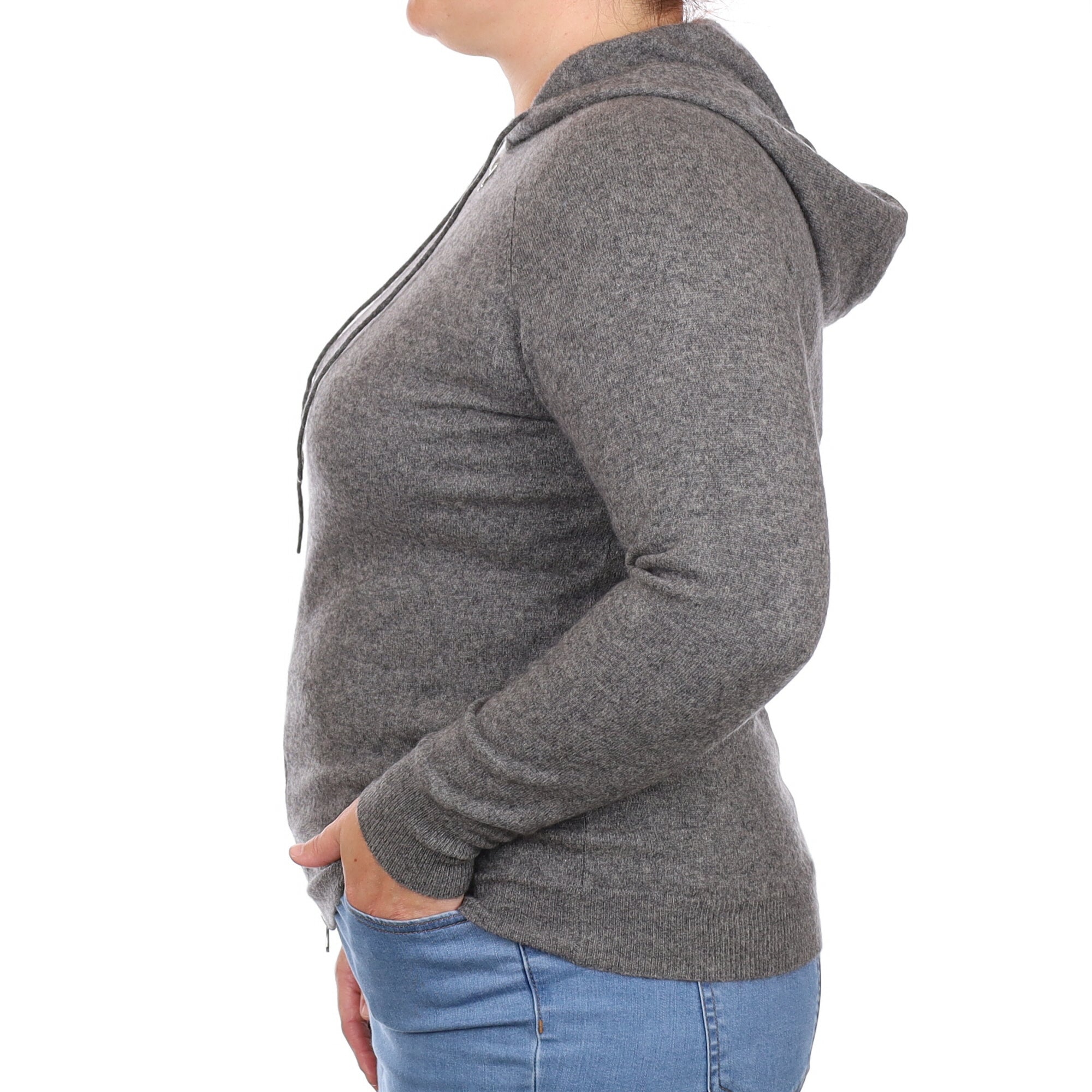 Slate Grey Cashmere Zip Up Hoodie Large