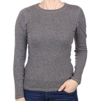 Slate Grey Cashmere Ruched Shoulder Crew Neck Jumper Small
